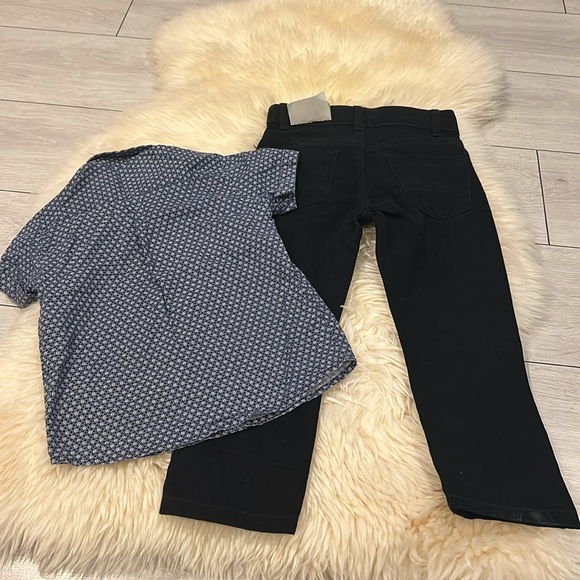 Steel & Jay Blue Dress Button Down Half-Sleeve Shirt & George Black Slim Jeans - Picture 8 of 8